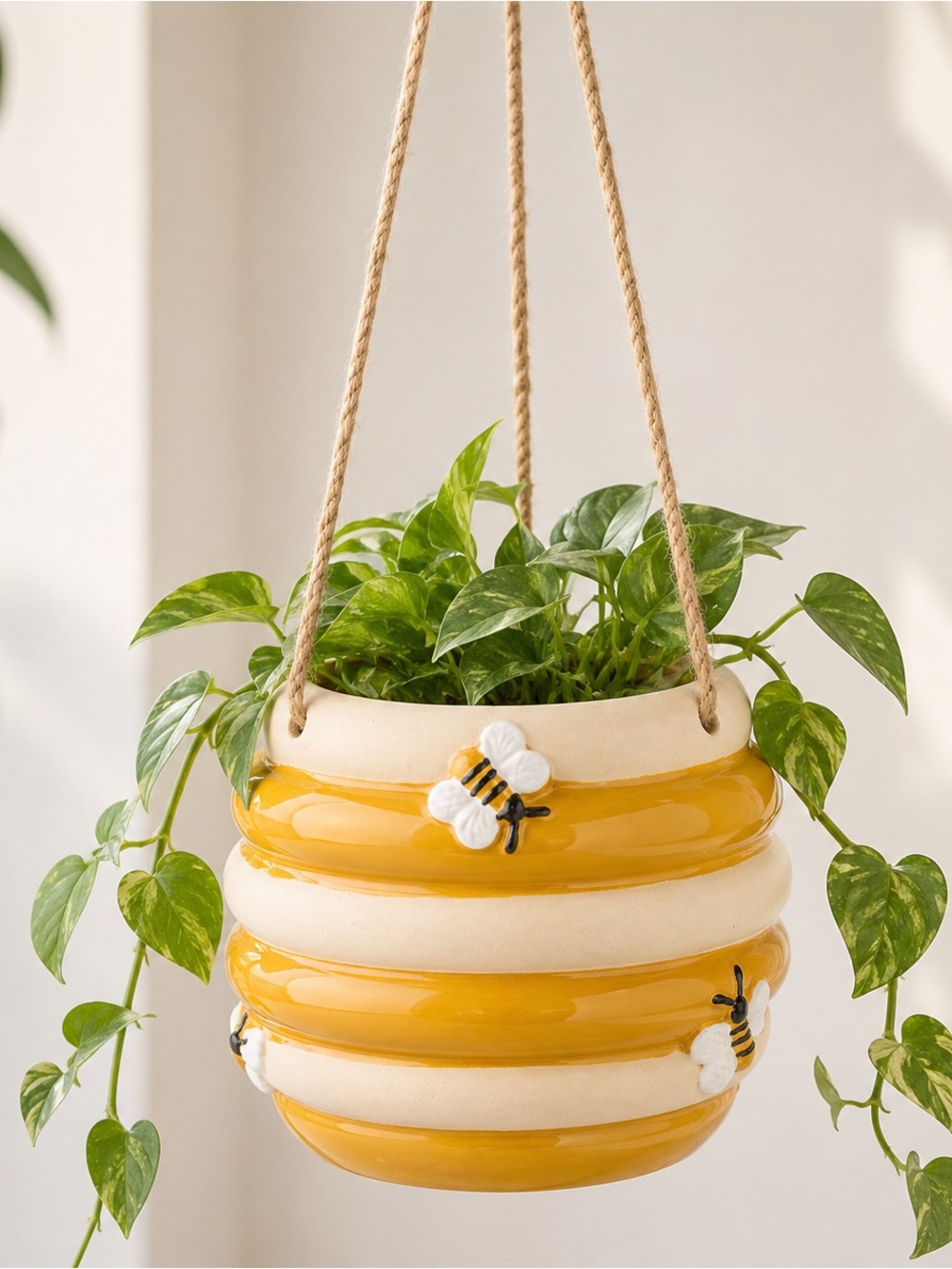 Ceramic Yellow Bee Hanging Planter - Brand
